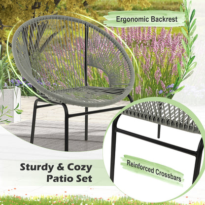 3 Pieces Patio Acapulco Furniture Bistro Set with Glass Table, Gray Patio Conversation Sets at Gallery Canada
