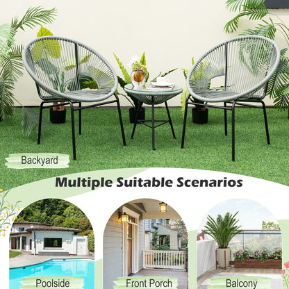 3 Pieces Patio Acapulco Furniture Bistro Set with Glass Table, Gray Patio Conversation Sets at Gallery Canada