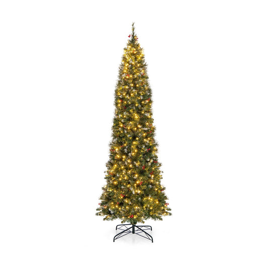 5/6/7/8/9 FT Pre-Lit Artificial Hinged Slim Pencil Christmas Tree-9 ft, Green - Gallery Canada