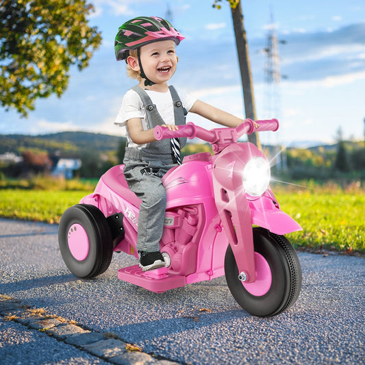6V Kids Electric Ride on Motorcycle with Bubble Maker and Music, Pink - Gallery Canada