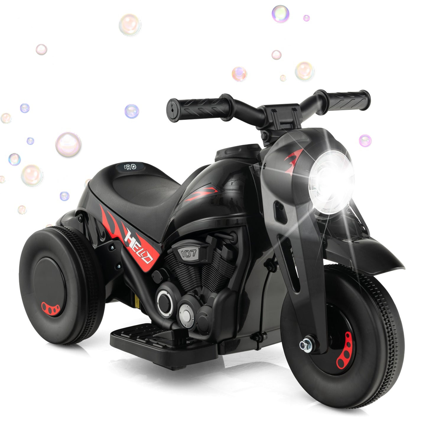 6V Kids Electric Ride on Motorcycle with Bubble Maker and Music, Black Powered Ride On Toys Black at Gallery Canada