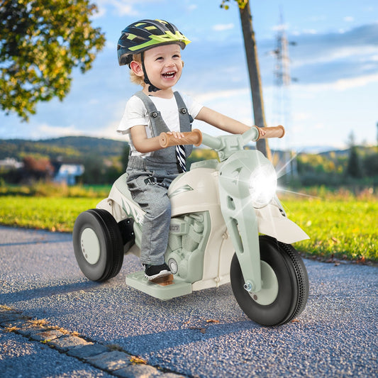 6V Kids Electric Ride on Motorcycle with Bubble Maker and Music, Beige - Gallery Canada