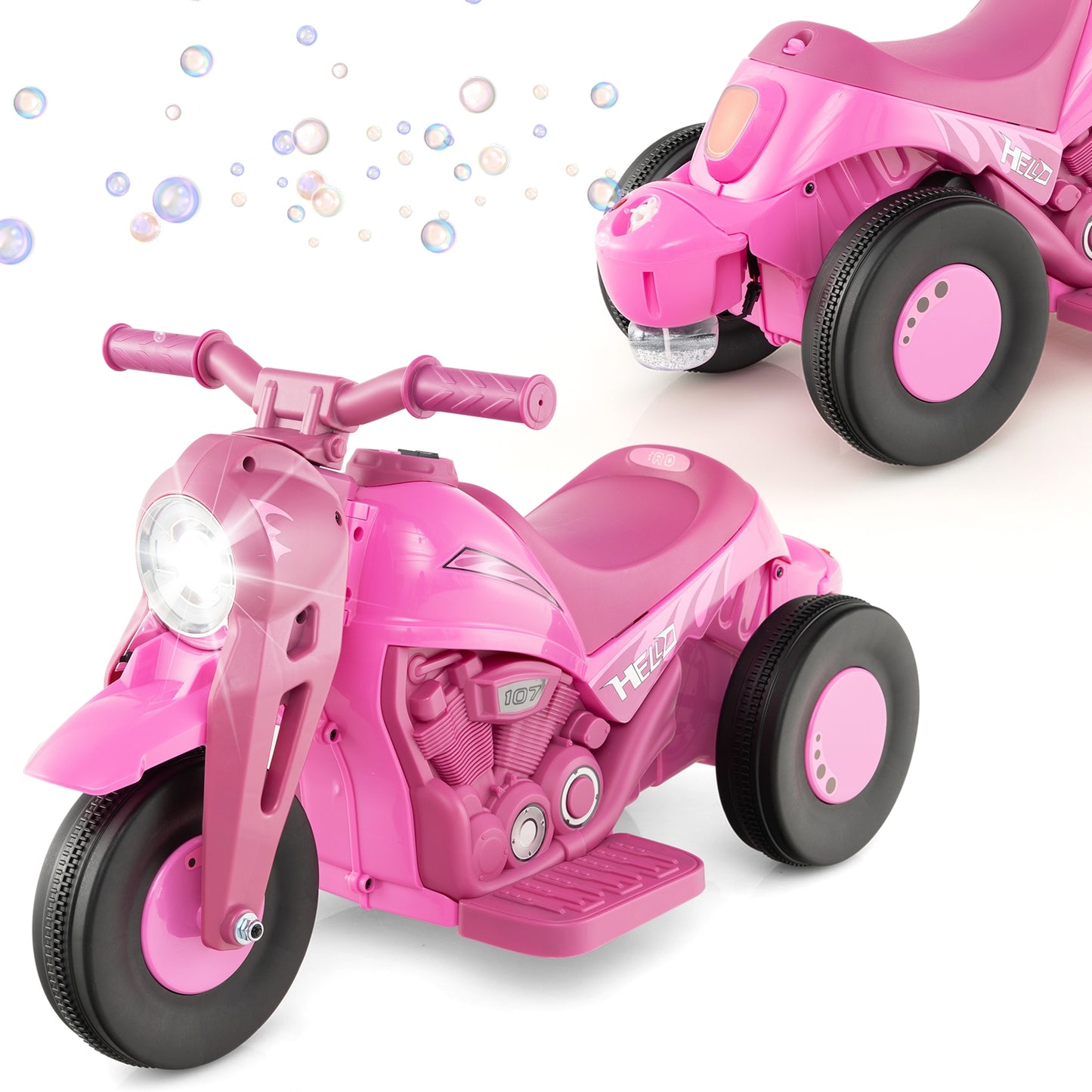 6V Kids Electric Ride On Motorcycle, With Bubble Maker And Music, Pink Powered Ride On Toys at Gallery Canada