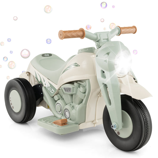 6V Kids Electric Ride On Motorcycle, Bubble Maker, Music, Beige Powered Ride On Toys Beige at Gallery Canada
