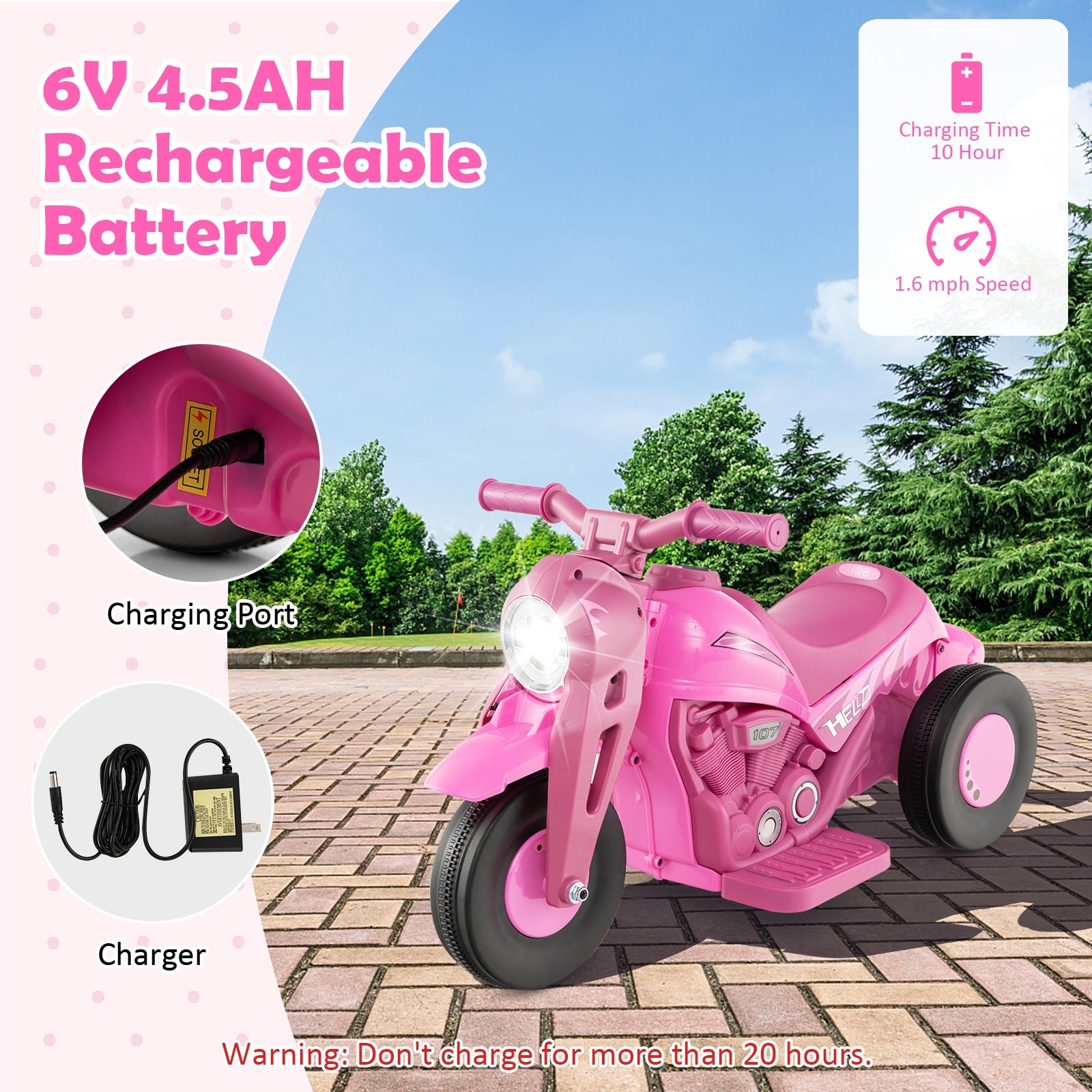 6V Kids Electric Ride On Motorcycle, With Bubble Maker And Music, Pink Powered Ride On Toys at Gallery Canada