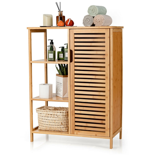 Bamboo Bathroom Storage Cabinet, Single Door, Natural