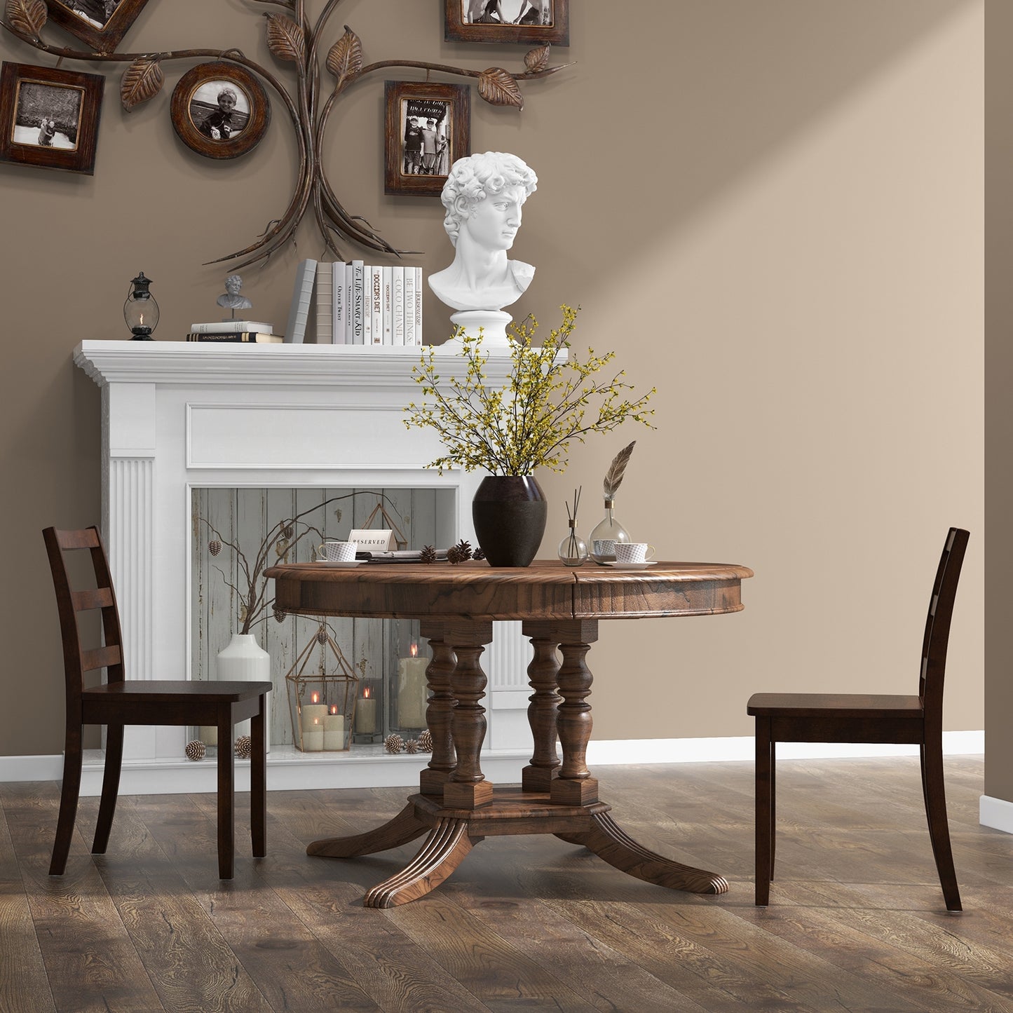 Set of 2 Wood Dining Chairs with Solid Rubber Wood Legs, Brown Dining Chairs at Gallery Canada