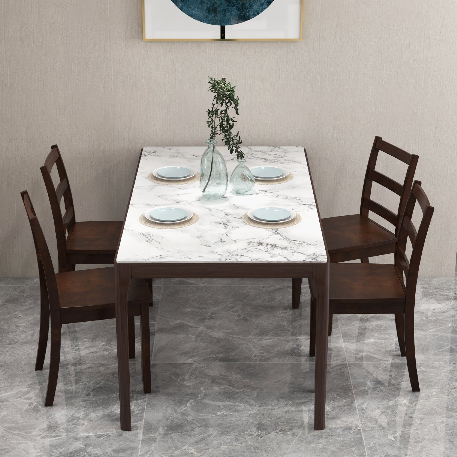 Set of 2 Wood Dining Chairs with Solid Rubber Wood Legs, Brown Dining Chairs at Gallery Canada