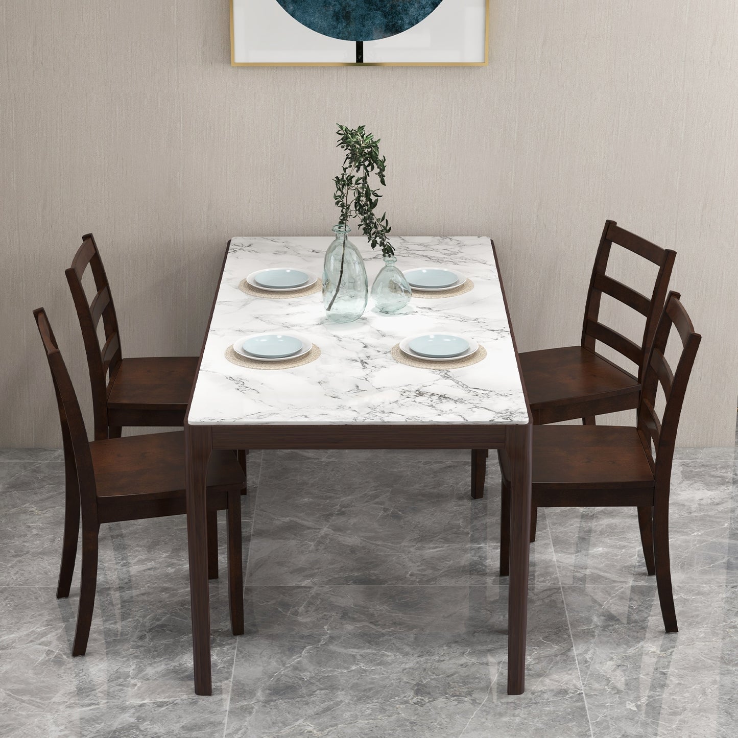 Set of 2 Wood Dining Chairs with Solid Rubber Wood Legs, Brown Dining Chairs at Gallery Canada