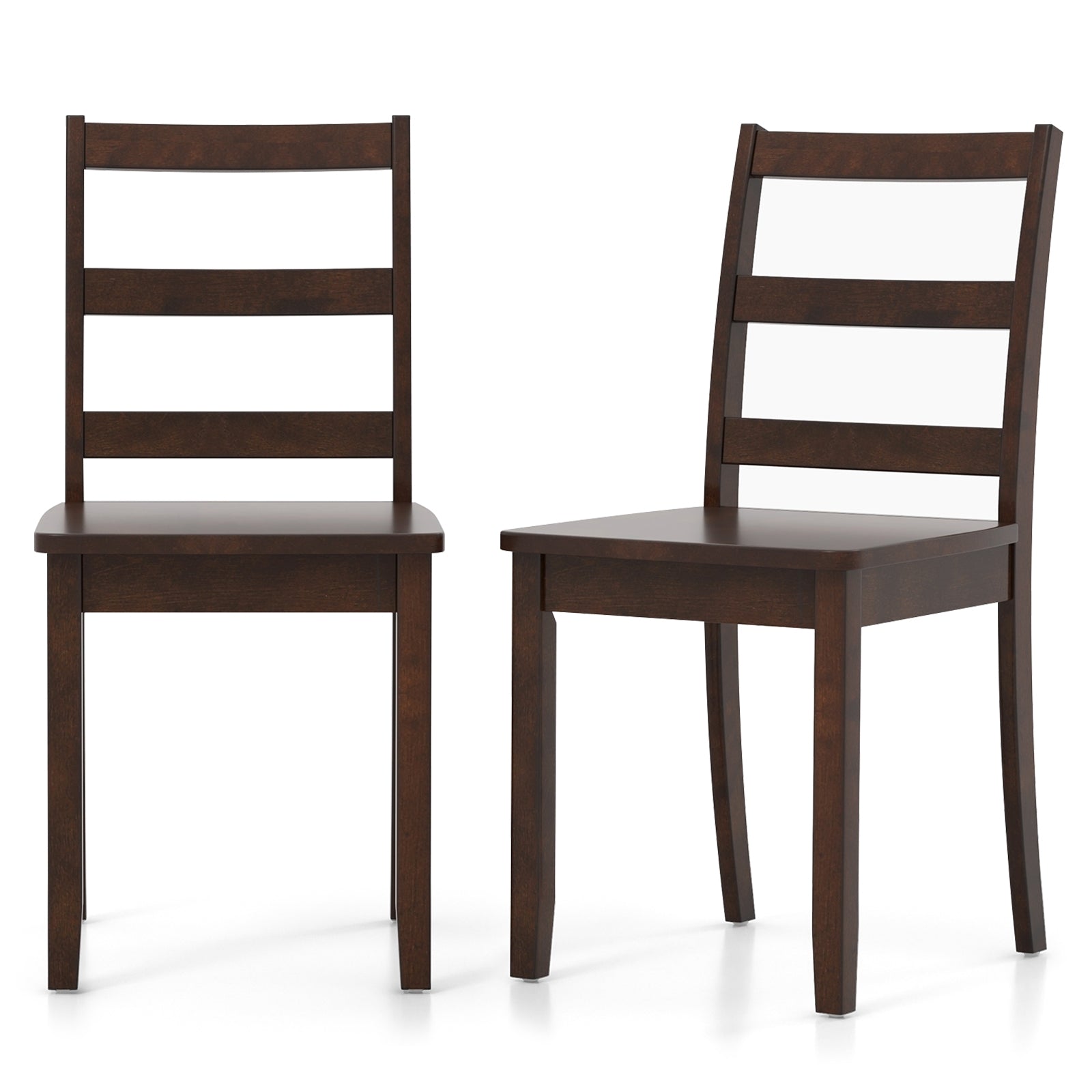 Set of 2 Wood Dining Chairs with Solid Rubber Wood Legs, Brown Dining Chairs at Gallery Canada