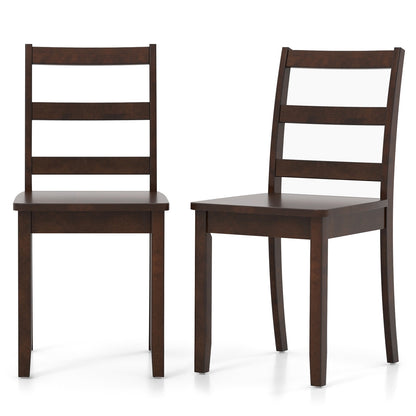 Set of 2 Wood Dining Chairs with Solid Rubber Wood Legs, Brown Dining Chairs at Gallery Canada