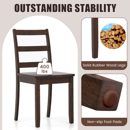 Set of 2 Wood Dining Chairs with Solid Rubber Wood Legs, Brown Dining Chairs at Gallery Canada