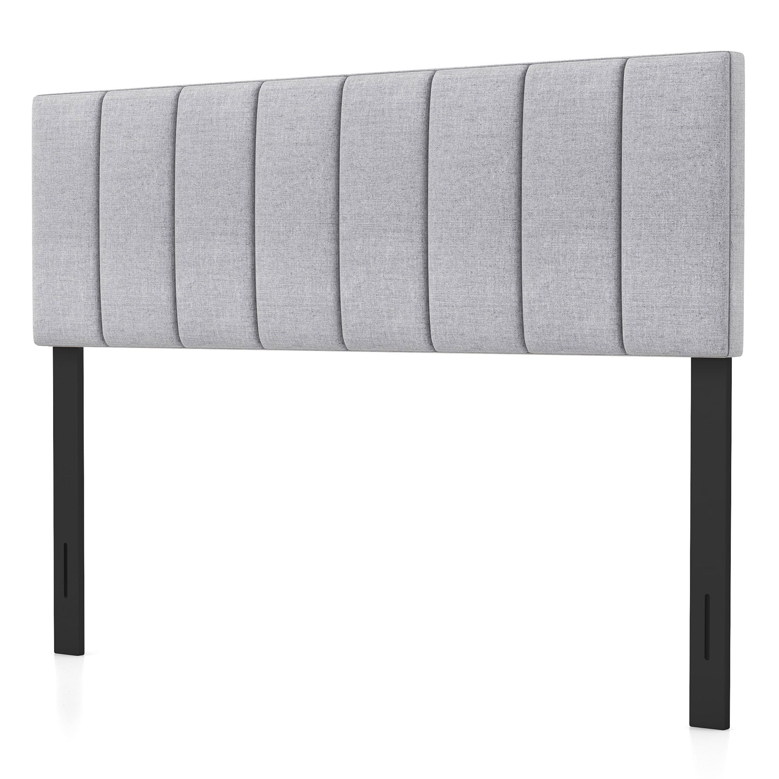 Linen Upholstered Headboard with Solid Wood Legs and Adjustable Width, Gray Headboards at Gallery Canada