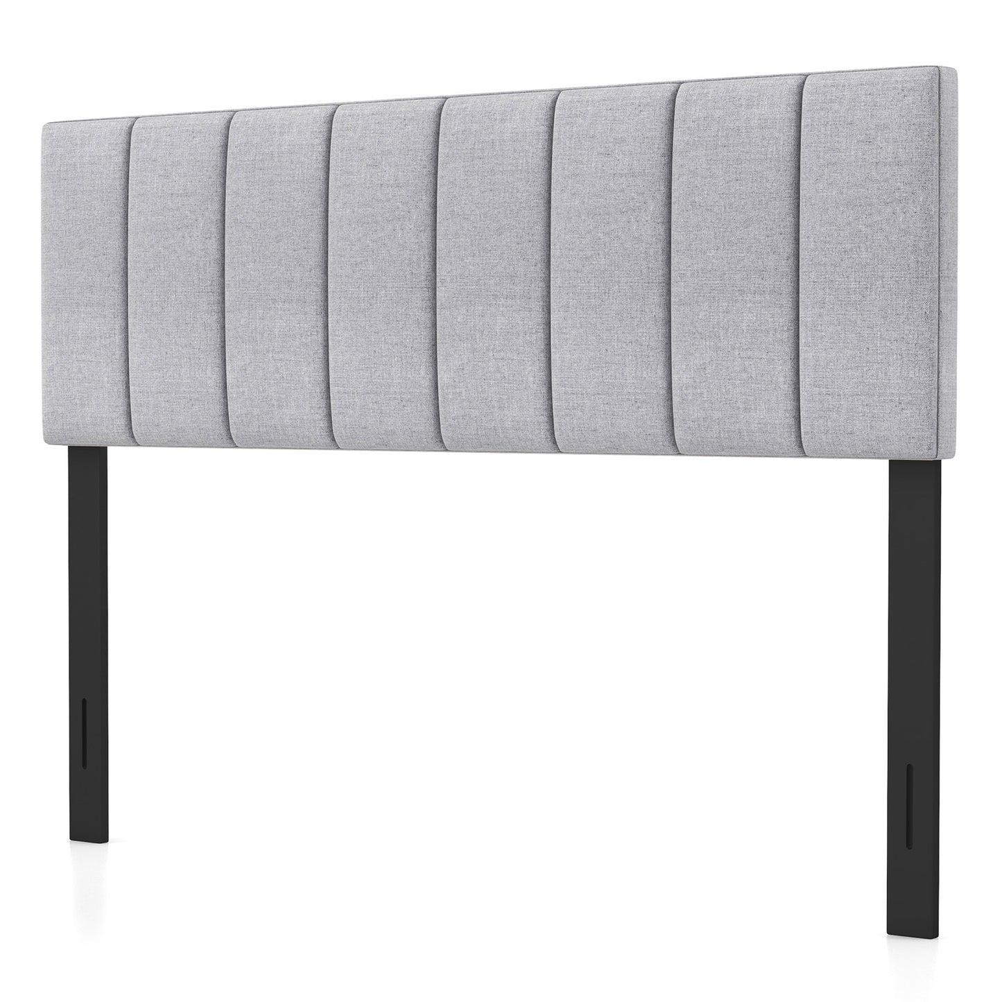 Linen Upholstered Headboard with Solid Wood Legs and Adjustable Width, Gray Headboards at Gallery Canada
