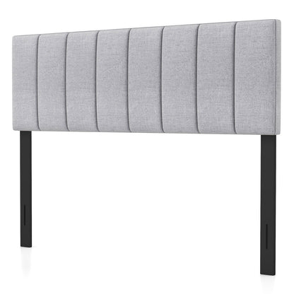 Linen Upholstered Headboard with Solid Wood Legs and Adjustable Width, Gray Headboards at Gallery Canada
