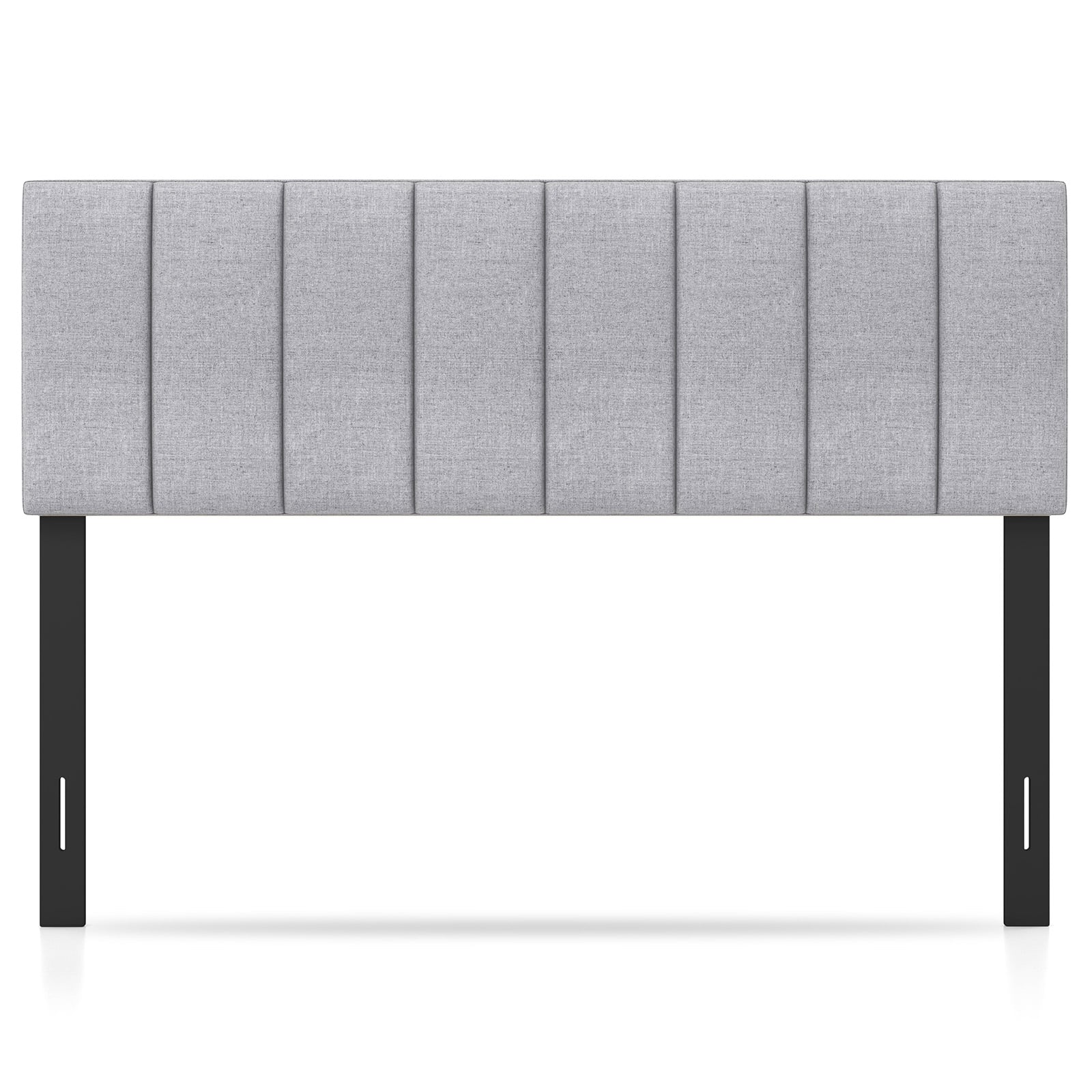 Linen Upholstered Headboard, Solid Wood Legs, Adjustable Width, Gray Headboards Gray at Gallery Canada