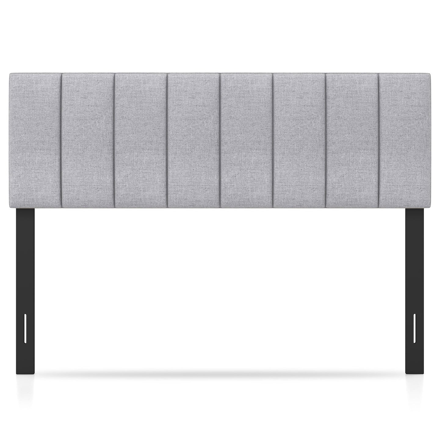 Linen Upholstered Headboard, Solid Wood Legs, Adjustable Width, Gray Headboards Gray at Gallery Canada