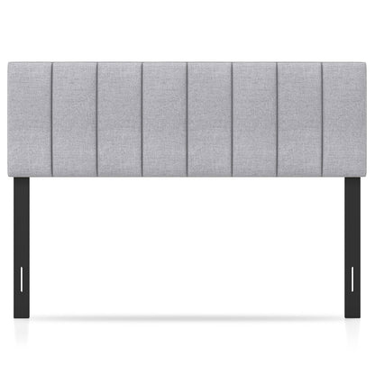 Linen Upholstered Headboard, Solid Wood Legs, Adjustable Width, Gray Headboards Gray at Gallery Canada