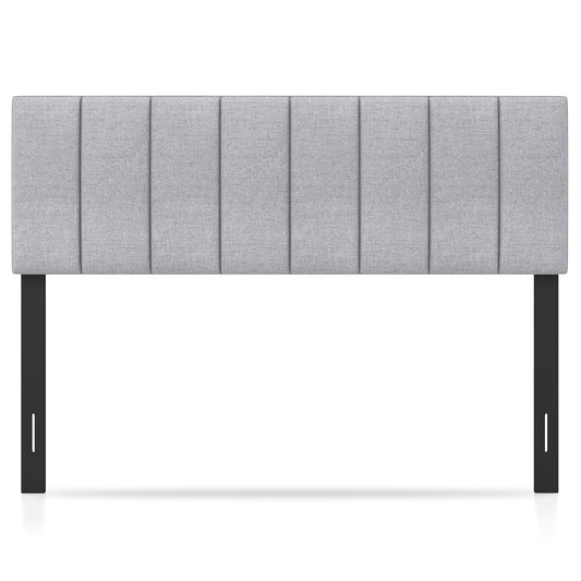 Linen Upholstered Headboard, Solid Wood Legs, Adjustable Width, Gray Headboards Gray at Gallery Canada