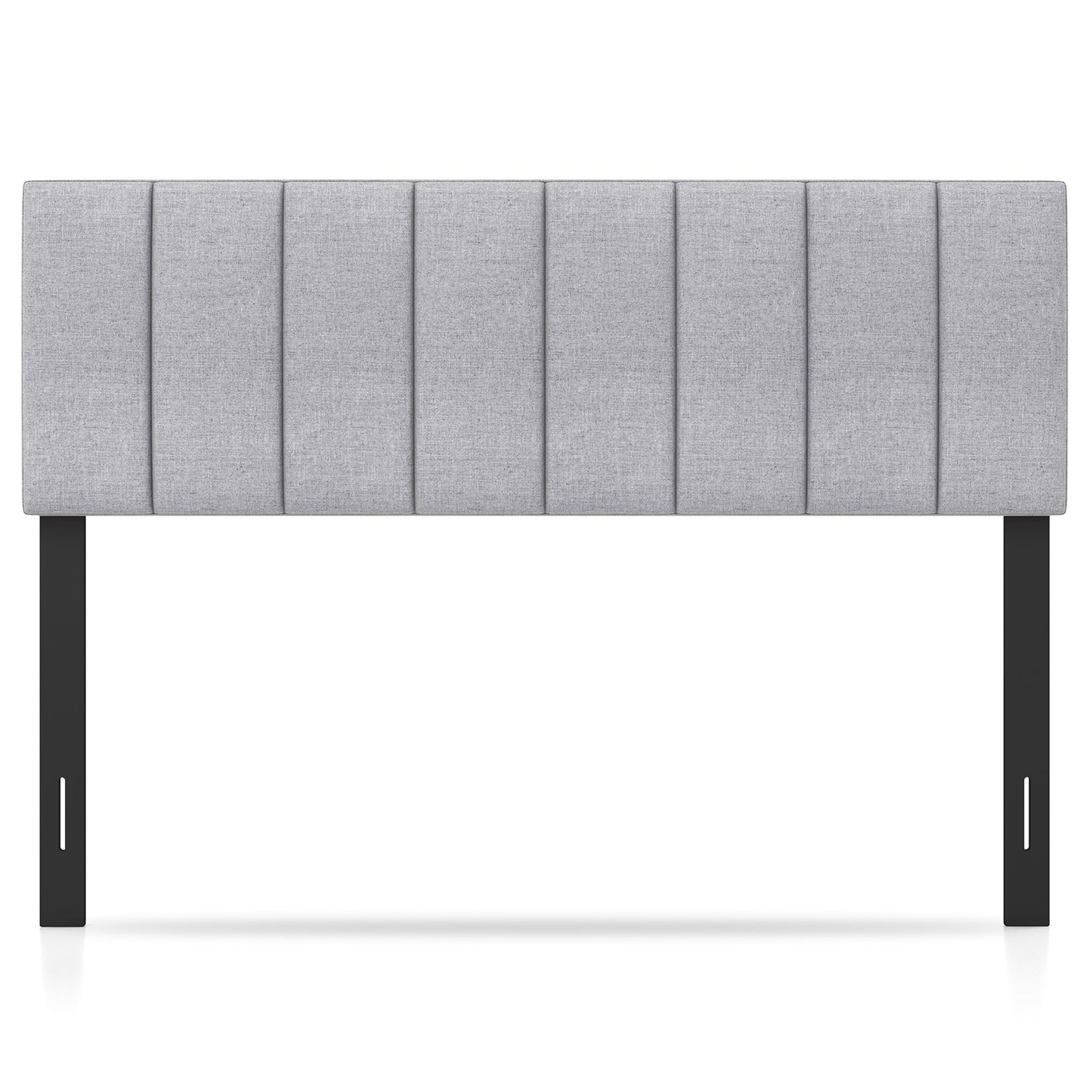 Linen Upholstered Headboard with Solid Wood Legs and Adjustable Width, Gray Headboards Gray at Gallery Canada