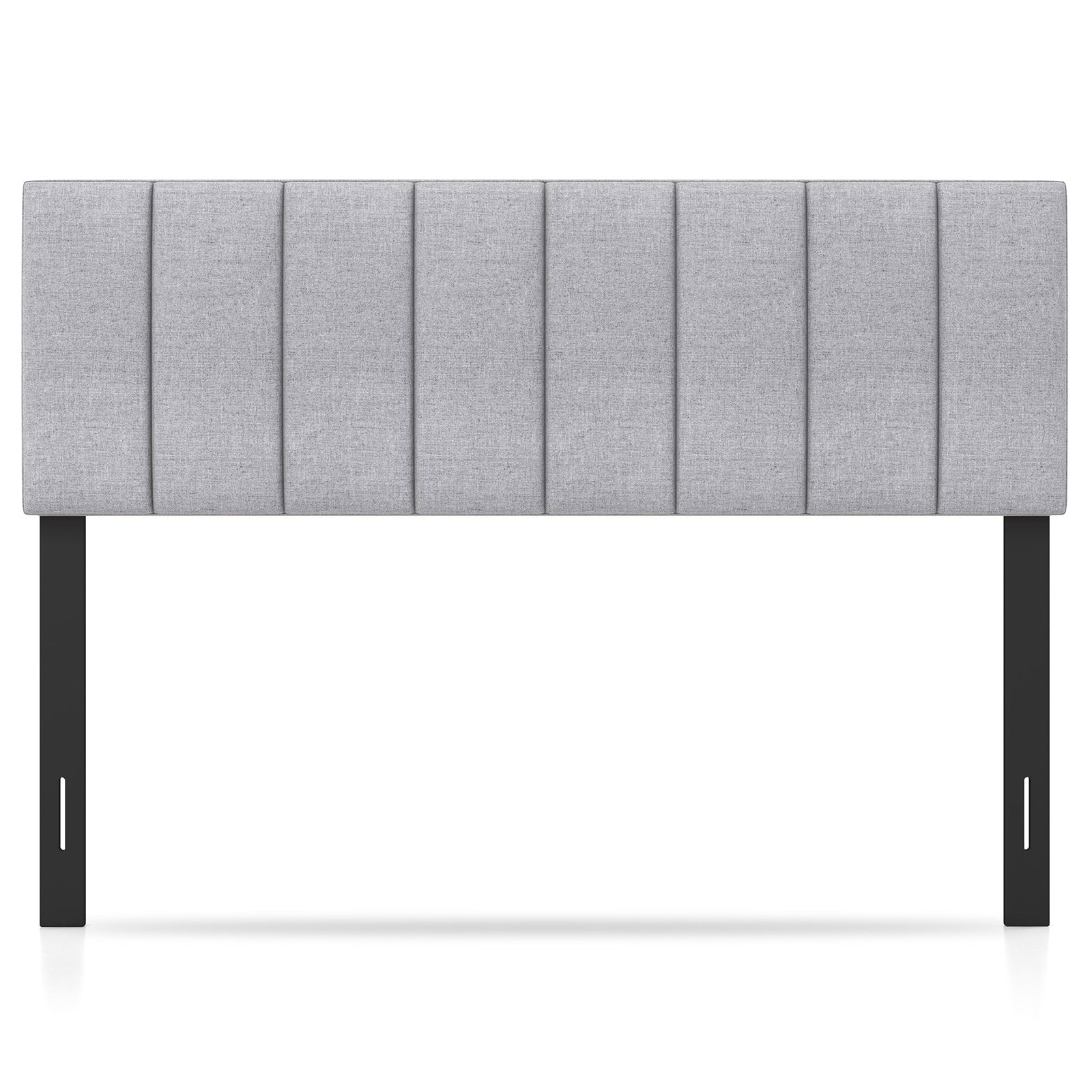 Linen Upholstered Headboard with Solid Wood Legs and Adjustable Width, Gray Headboards Gray at Gallery Canada