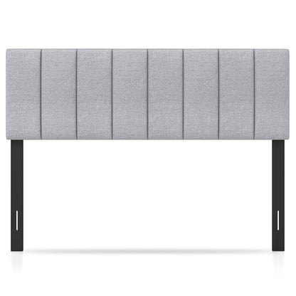 Linen Upholstered Headboard with Solid Wood Legs and Adjustable Width, Gray Headboards Gray at Gallery Canada