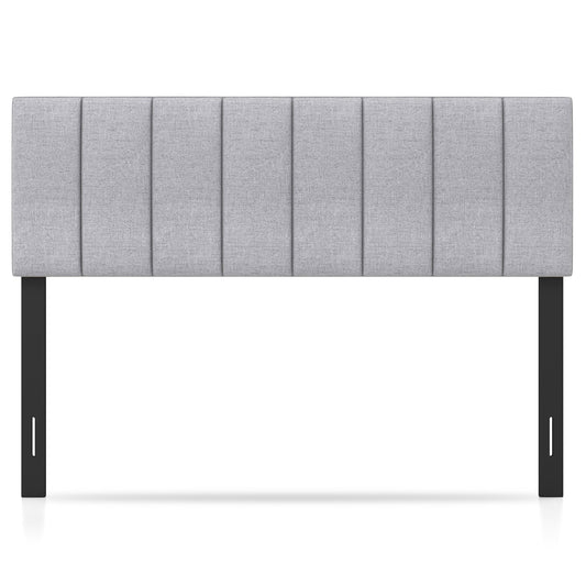 Linen Upholstered Headboard with Solid Wood Legs and Adjustable Width, Gray Headboards Gray at Gallery Canada