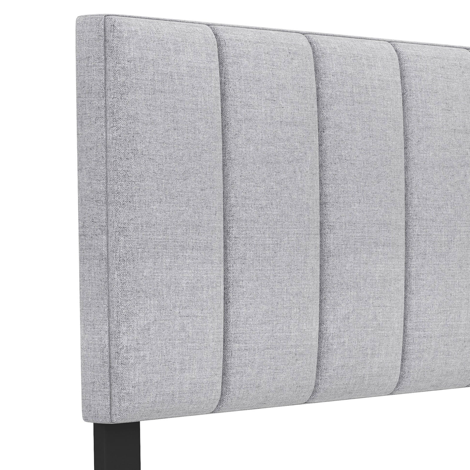 Linen Upholstered Headboard with Solid Wood Legs and Adjustable Width, Gray Headboards at Gallery Canada