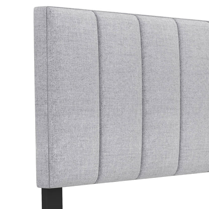 Linen Upholstered Headboard with Solid Wood Legs and Adjustable Width, Gray Headboards at Gallery Canada