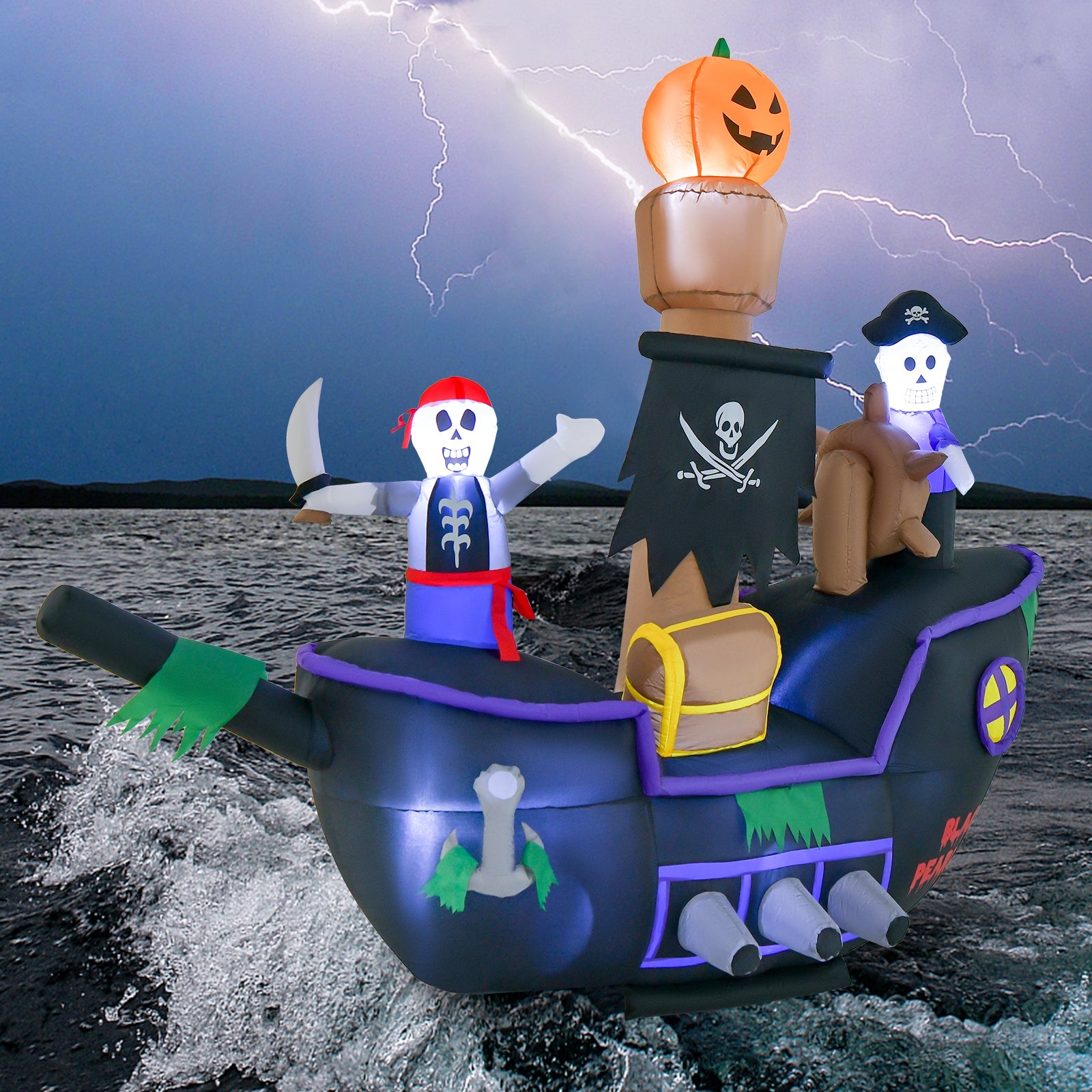 7 Feet Halloween Inflatable Pirate Ship, LED Lights, Multicolor Halloween at Gallery Canada