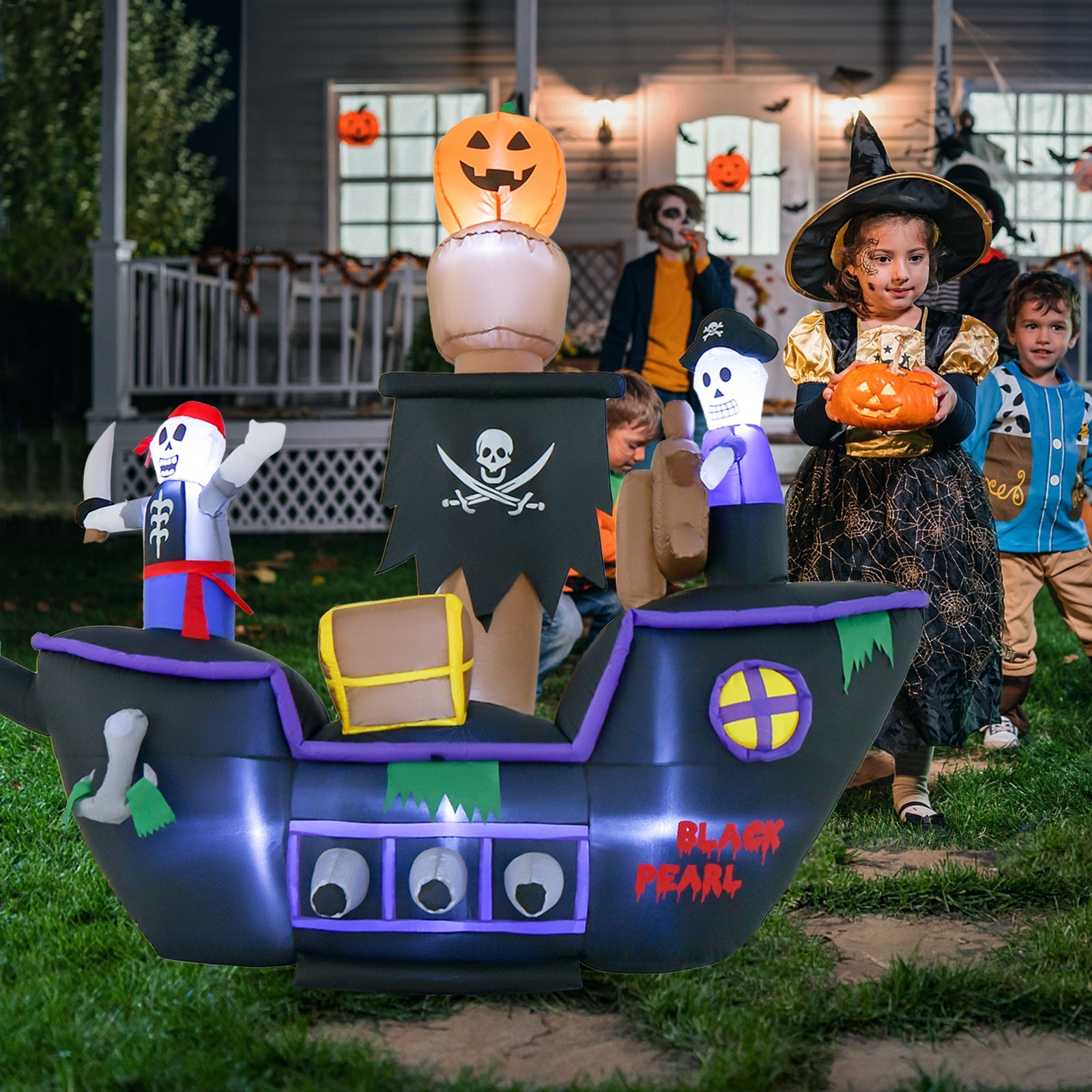 7 Feet Halloween Inflatable Pirate Ship, LED Lights, Multicolor Halloween at Gallery Canada