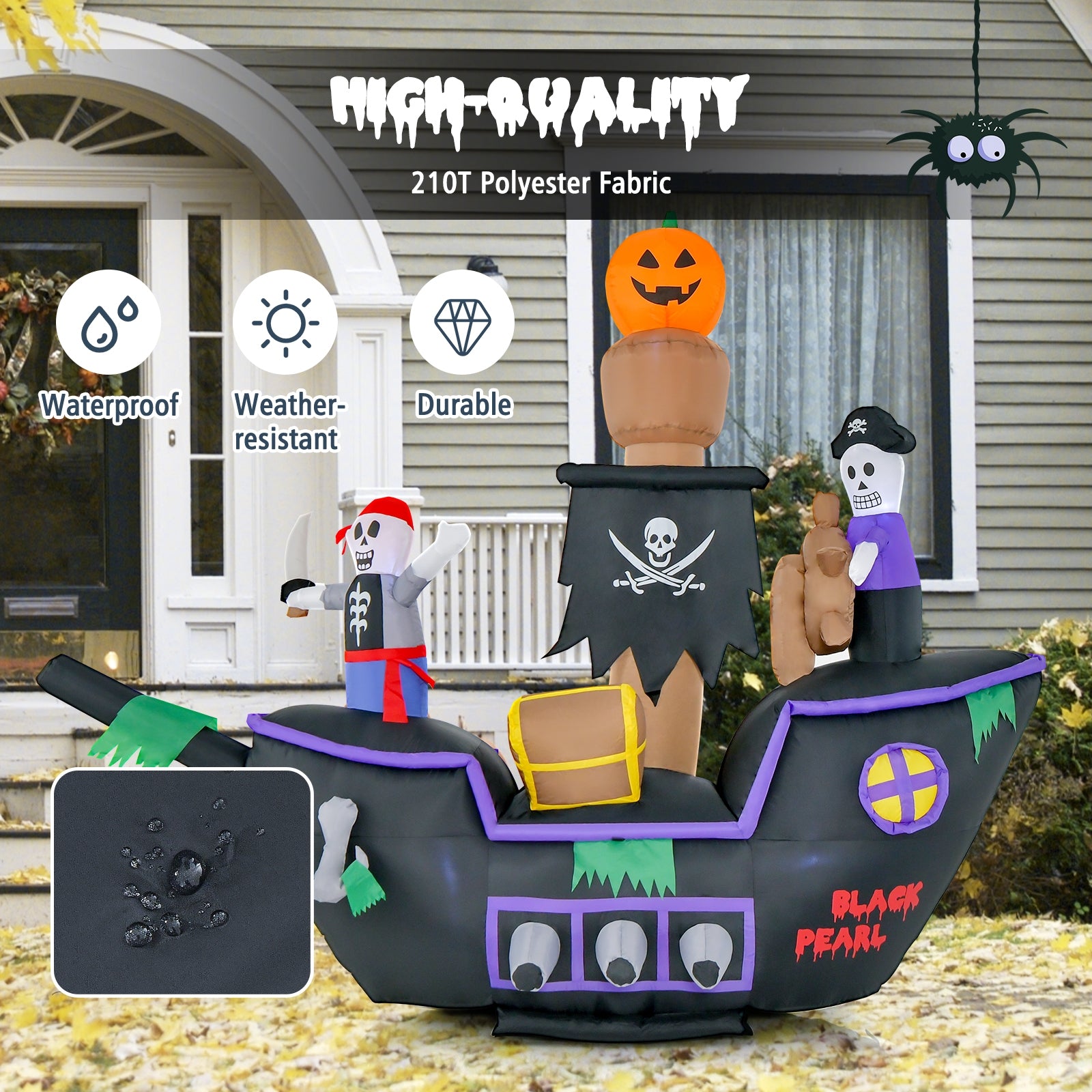 7 Feet Halloween Inflatable Pirate Ship, LED Lights, Multicolor Halloween at Gallery Canada