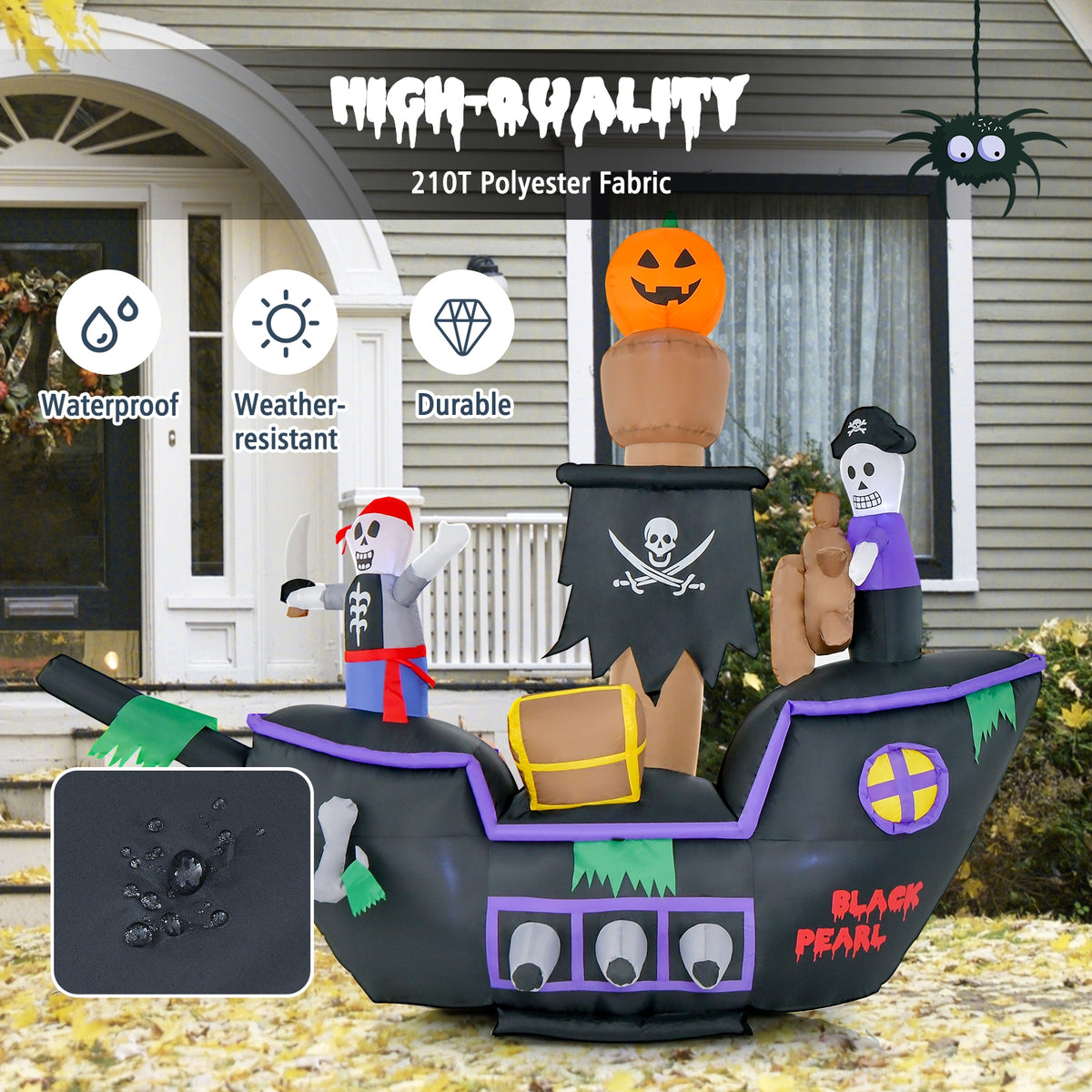 7 Feet Halloween Inflatable Pirate Ship, LED Lights, Multicolor Halloween at Gallery Canada