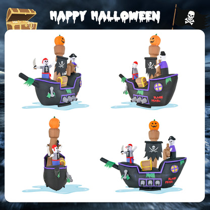 7 Feet Halloween Inflatable Pirate Ship, LED Lights, Multicolor Halloween at Gallery Canada