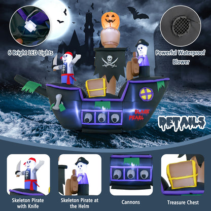 7 Feet Halloween Inflatable Pirate Ship, LED Lights, Multicolor Halloween at Gallery Canada