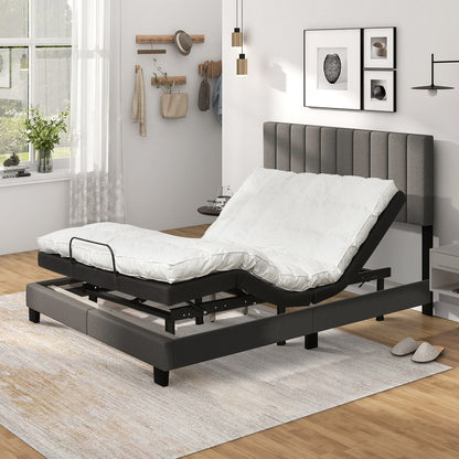 Queen Size Upholstered Bed Frame with Vertical Channel Tufted Headboard Gray, Gray Simple Bed Frame at Gallery Canada