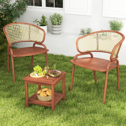Double-Tier Acacia Wood Patio Side Table, Natural Patio Coffee Tables at Gallery Canada