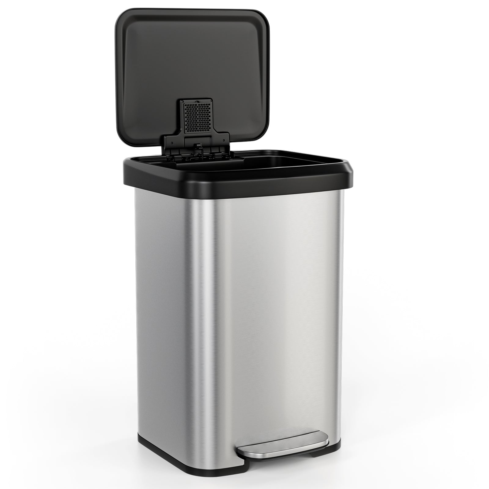 13.2 Gallon Step Trash Can, Soft Close Lid, Deodorizer Compartment, Silver Kitchen Organization at Gallery Canada