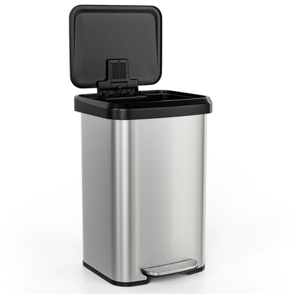 13.2 Gallon Step Trash Can, Soft Close Lid, Deodorizer Compartment, Silver Kitchen Organization at Gallery Canada