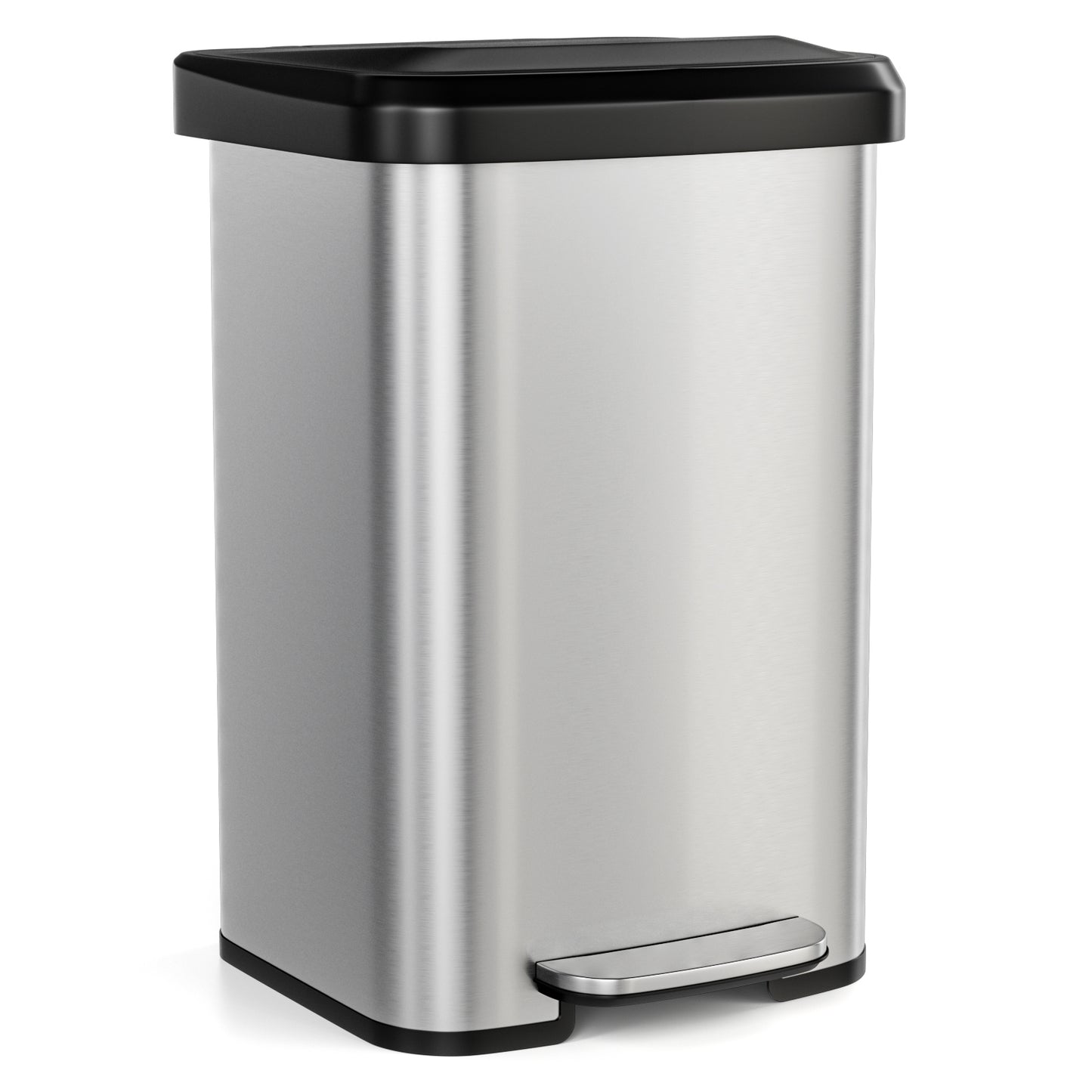13.2 Gallon Step Trash Can, Soft Close Lid, Deodorizer Compartment, Silver Kitchen Organization at Gallery Canada