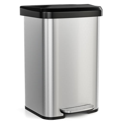 13.2 Gallon Step Trash Can, Soft Close Lid, Deodorizer Compartment, Silver Kitchen Organization Silver at Gallery Canada