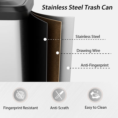 13.2 Gallon Step Trash Can, Soft Close Lid, Deodorizer Compartment, Silver Kitchen Organization at Gallery Canada