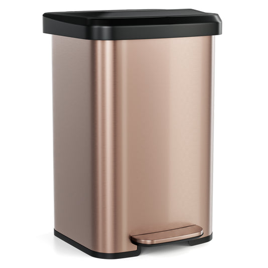 13.2 Gallon Step Trash Can, Soft Close Lid, Deodorizer Compartment, Golden Kitchen Organization Golden at Gallery Canada