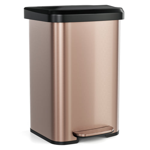 13.2 Gallon Step Trash Can, Soft Close Lid, Deodorizer Compartment, Golden