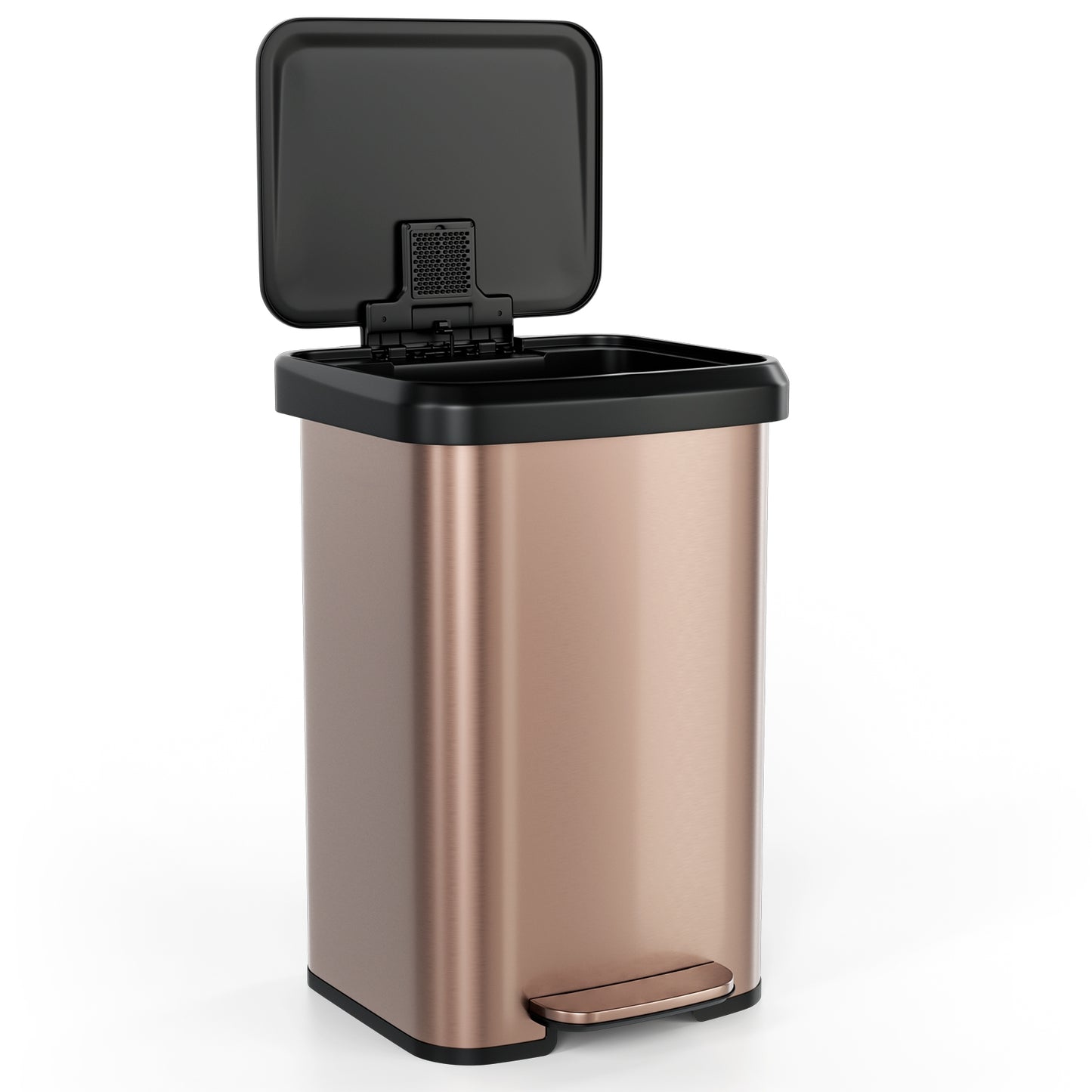 13.2 Gallon Step Trash Can, Soft Close Lid, Deodorizer Compartment, Golden Kitchen Organization at Gallery Canada