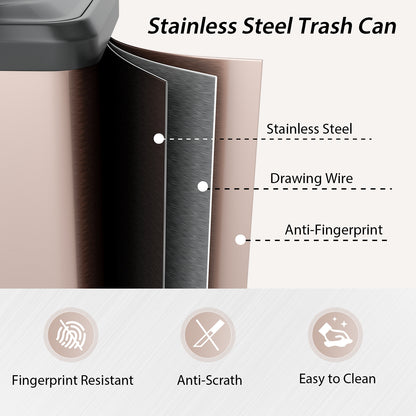 13.2 Gallon Step Trash Can, Soft Close Lid, Deodorizer Compartment, Golden Kitchen Organization at Gallery Canada