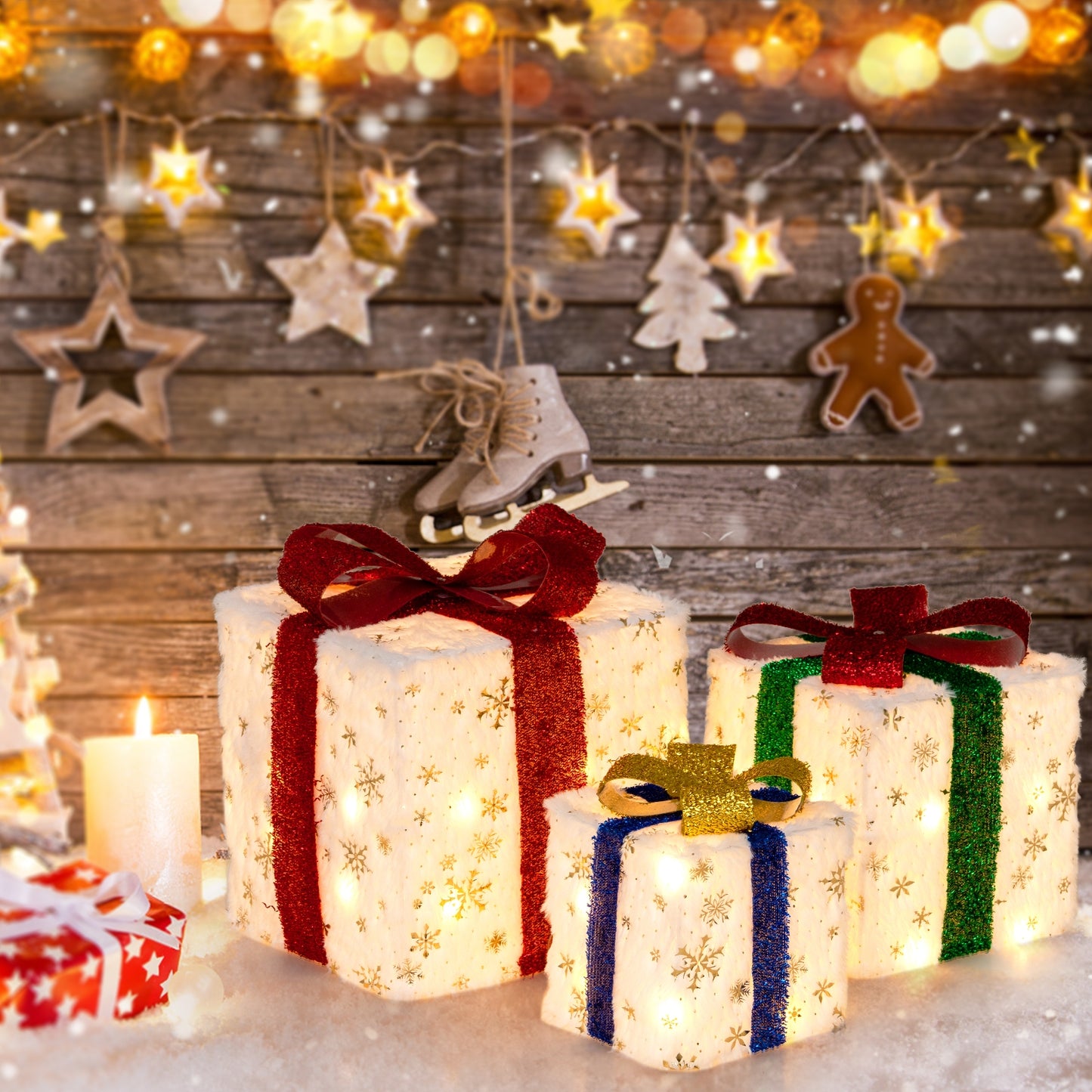 Christmas Lighted Gift Box Set, 48 Warm Lights Christmas Decor & Accessories at Gallery Canada