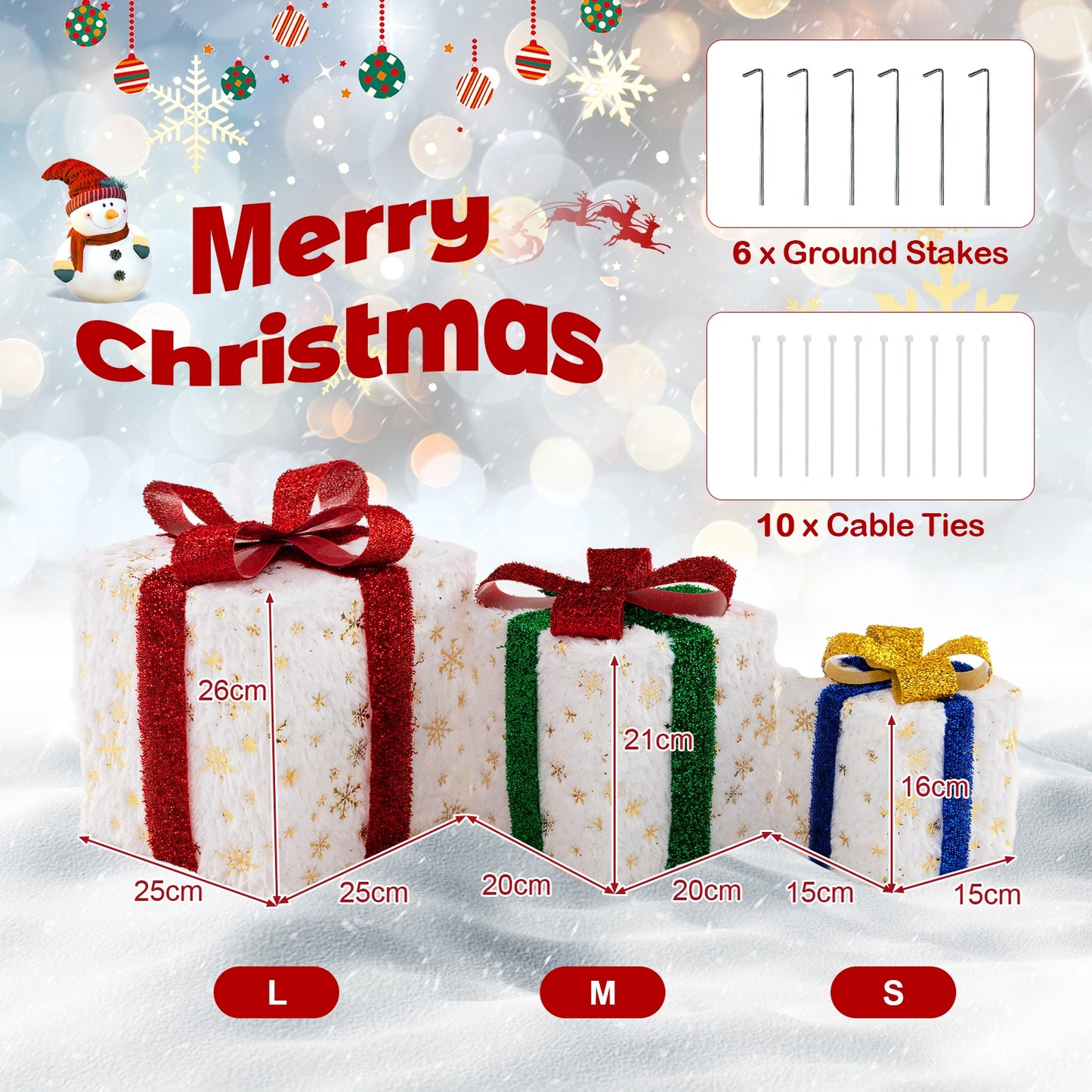 Christmas Lighted Gift Box Set, 48 Warm Lights Christmas Decor & Accessories at Gallery Canada