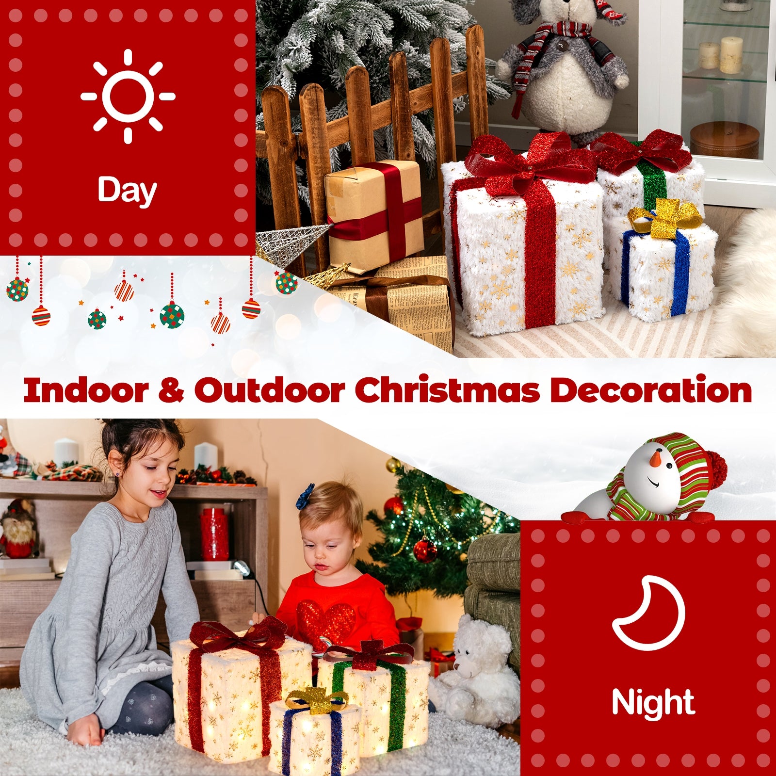 Christmas Lighted Gift Box Set, 48 Warm Lights Christmas Decor & Accessories at Gallery Canada