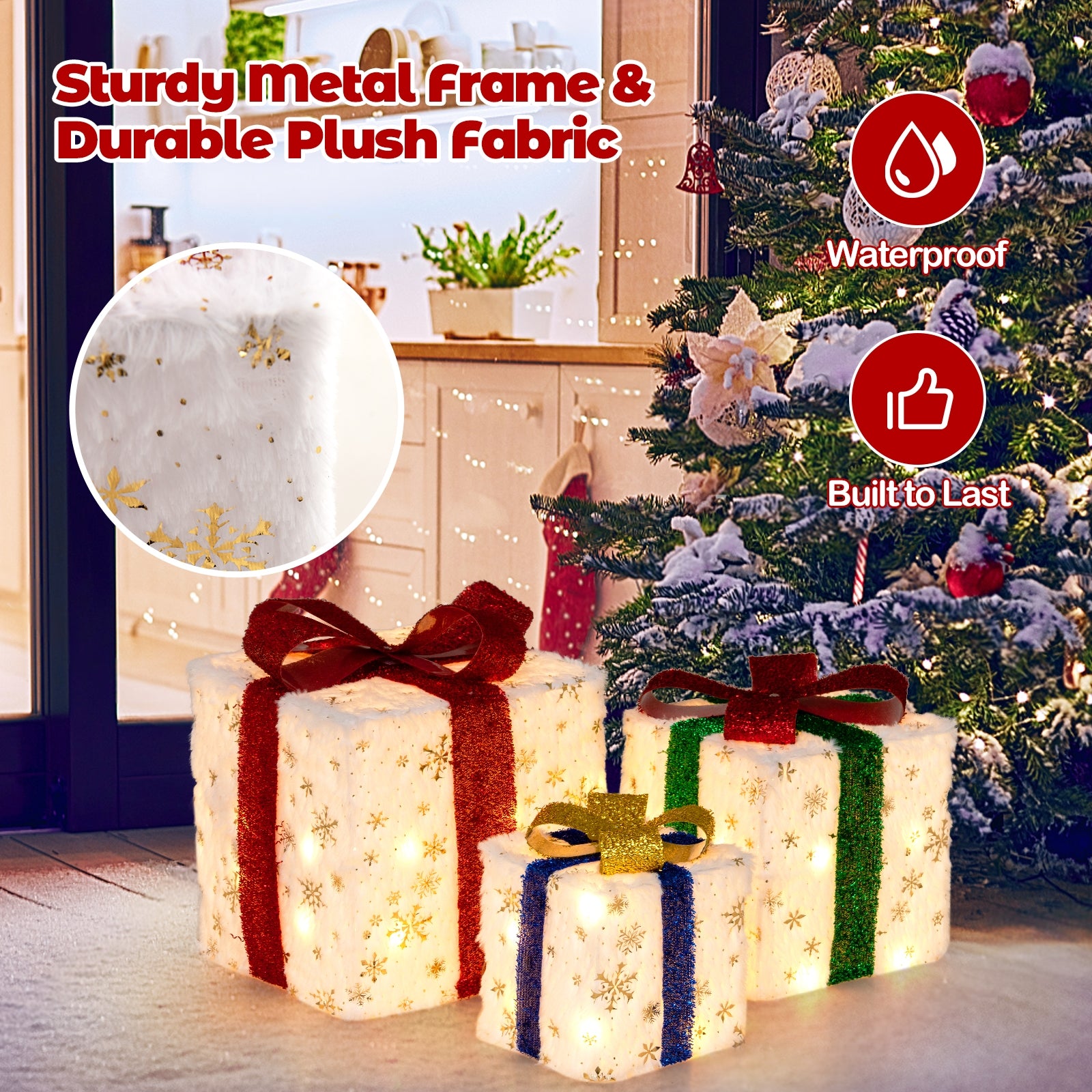 Christmas Lighted Gift Box Set, 48 Warm Lights Christmas Decor & Accessories at Gallery Canada